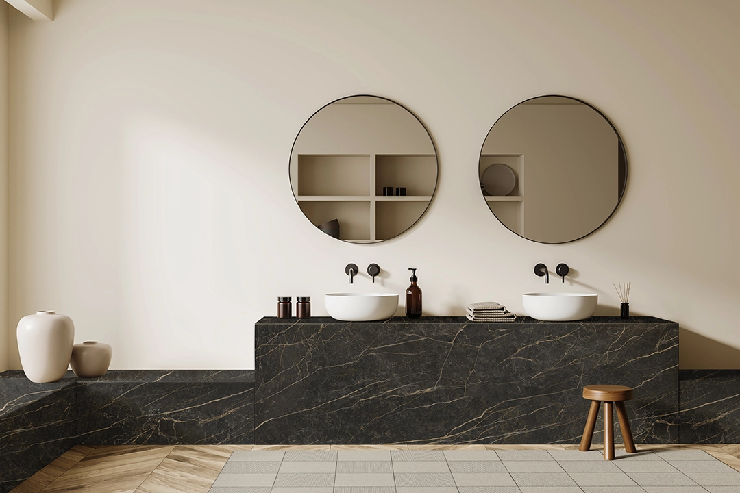 Aplikasi batu Black Obsession pada bathroom