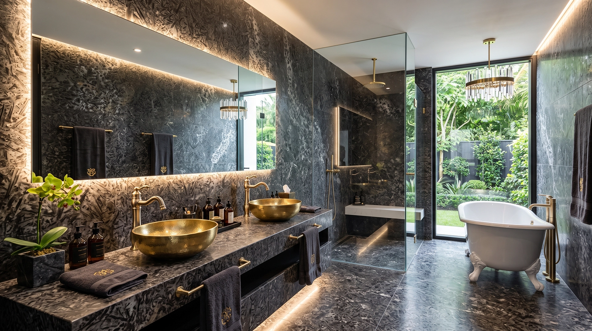 Granite Silver Blossom — aplikasi bathroom