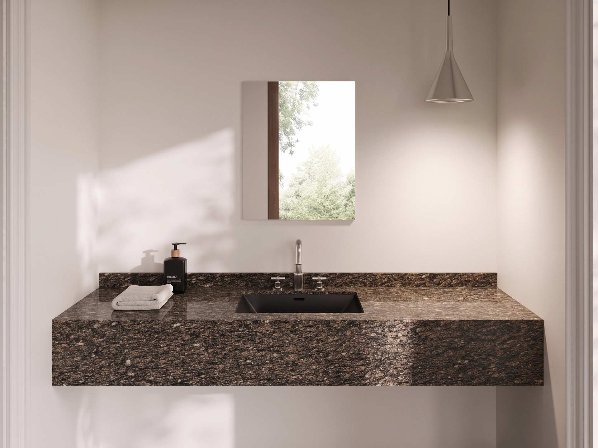 Granite Sparkle Brown — aplikasi bathroom