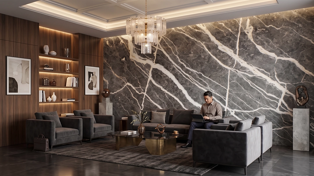 Marble Silvani pada aplikasi wall cladding