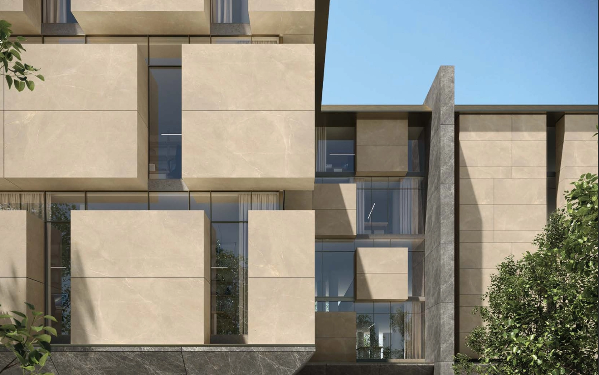 Nexion Vicenza Beige — aplikasi building facade