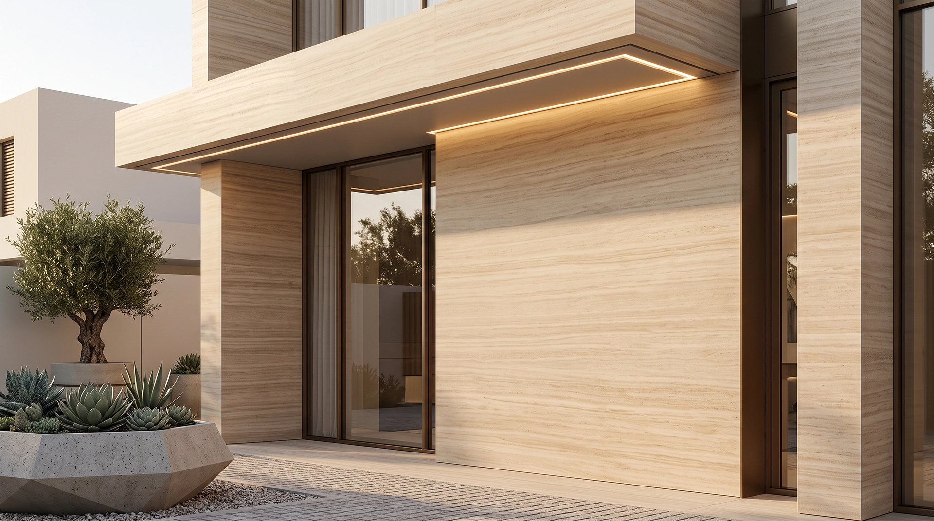 Sandstone Teakwood 4 — aplikasi building facade