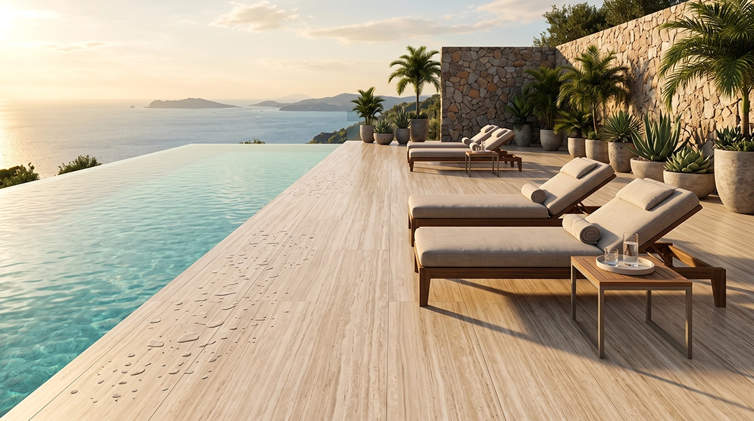 Sandstone Teakwood pada bidang exterior ketiga