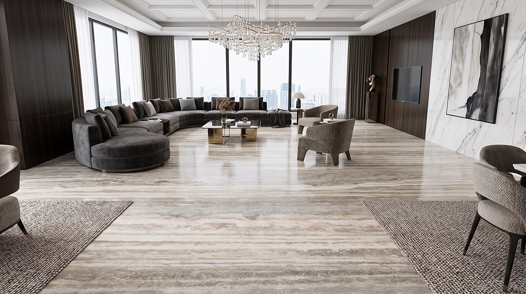 Aplikasi Travertine Bronzano pada flooring