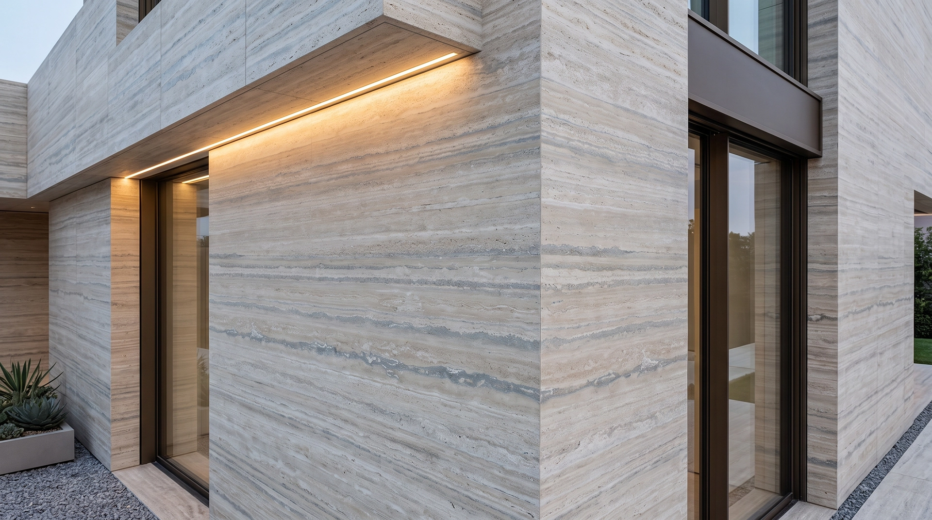 Travertine — aplikasi building facade