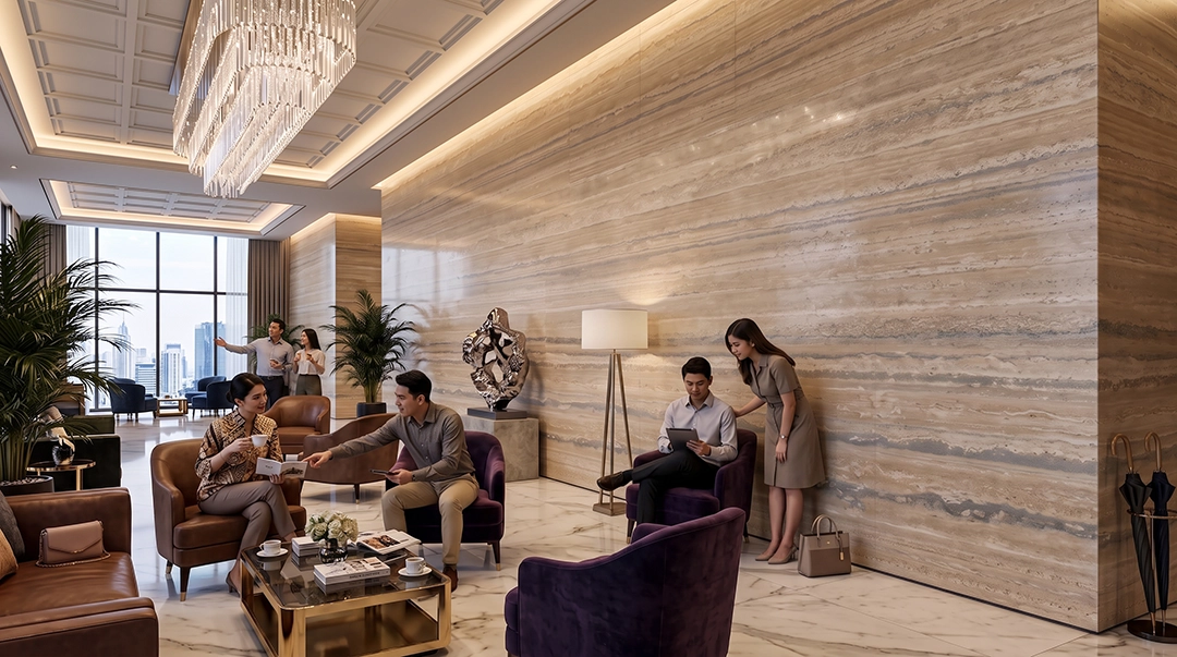 Travertine pada aplikasi wall cladding