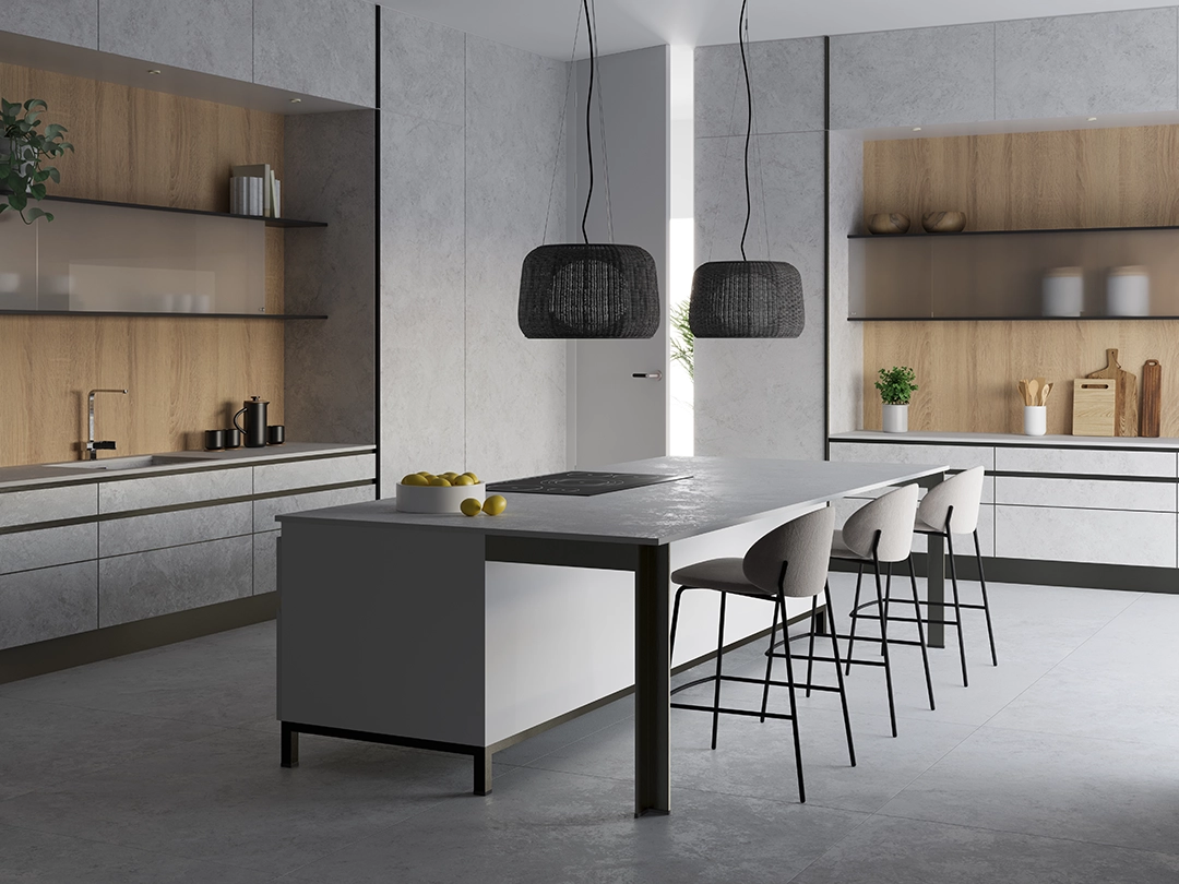 Aplikasi batu Whitesands pada desain kitchen