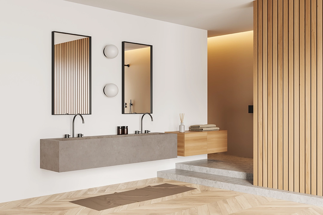 Aplikasi batu Barro pada bathroom